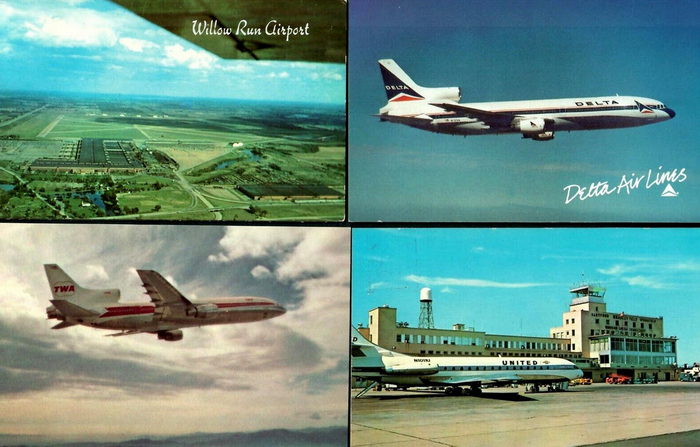 Willow Run Airport - Old Postcard